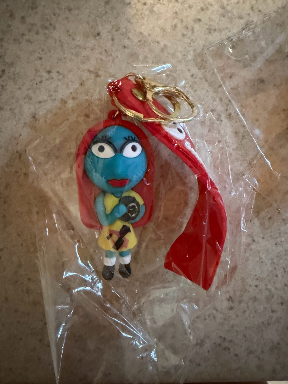Nightmare Before Christmas Sally Character Keychain with Red Strap